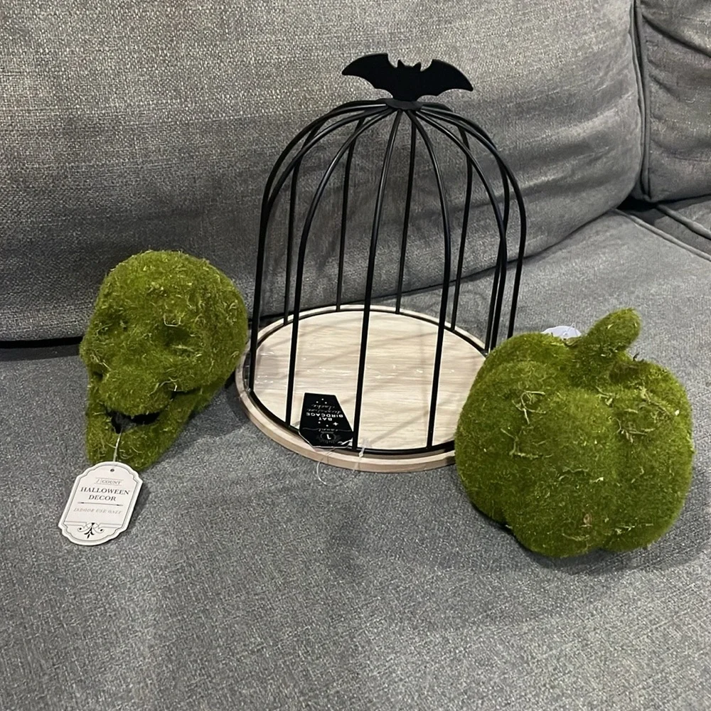 Target Bullseye Playground Halloween Bat Birdcage Grass felt pumpkin & Skull nwt